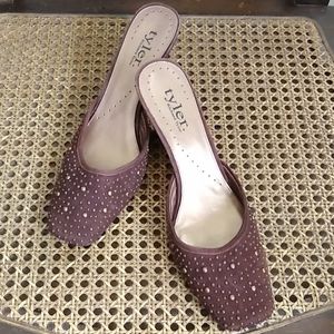 Richard Tyler Conga Brown Suede Wedge Mules 9